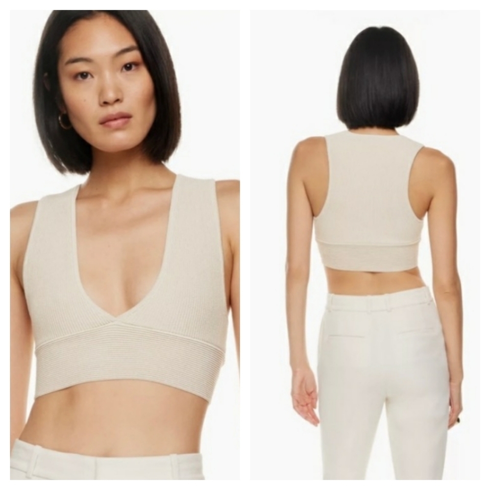 Aritzia Babaton Sculpt Knit Deep V-Neck Cropped Top